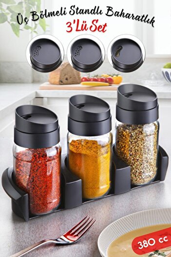 Nandy Home Swivel Lid with Stand Garda Spice Rack Set - Three Stage Set of 3 380 CC