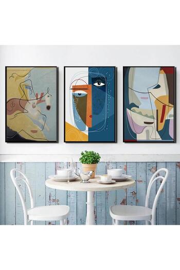 Linacci 3-Piece Black Metal Framed Yellow Umbrella Car Poster Glass Painting Set