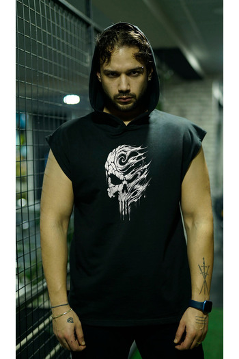 Oxlade Punisher στη σκηνή ®   Αθλητικό Αθλητή Gym Hooded Fitness Singlet ®