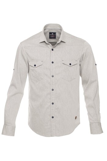 marufshop Men's Large Size 118-191 Long Sleeve Jeans Shirt Stone Suitable for Weight Interval