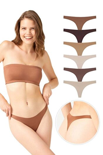 Cottonhill Laser Cut Women's Thong Panties 6 Pack