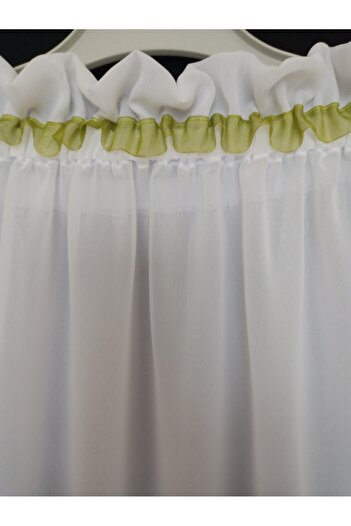 KobalBusiness Lattice tulle -White multi chiffon pistachio green organza ribbon detail 145 cm diameter chiffon tulle