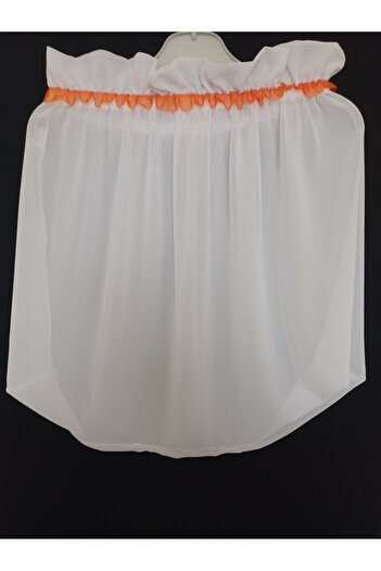 KobalBusiness Lattice tulle-White multi-chiffon orange organza ribbon detail 145 cm diameter tulle