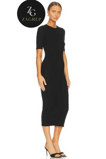 Zagrep Black Silk Jersey Midi Dress - No Sheer Inside, Lined, Crew Neck
