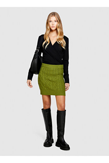 Sisley Women's Mini Skirt High Waist - Pistachio Color, 17L3M0008