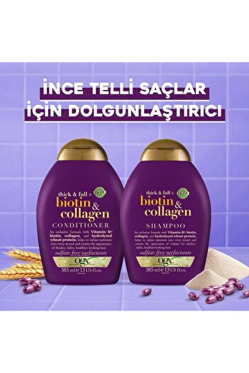 OGX Dolgunlaştırıcı Biotin & Kolajen Şampuan, Yeni Ph Dengeli Formül, 385ml