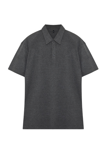 Trendyol Collection Plus Size Anthracite Regular/Normal Cut Textured Polo Collar T-shirt TMNSS24PO00041