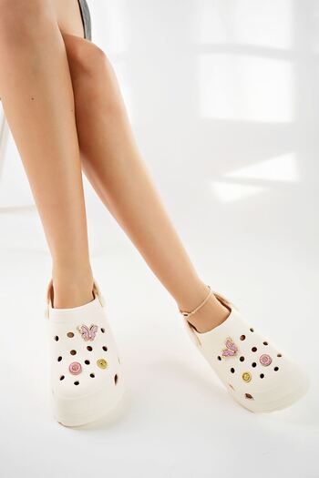 Anıl Ayakkabı Mother Daughter BEIGE Cream Ψηλή σόλα Stone Hospital Nurse Doctor Beach Pool Σανδάλια Παντόφλες