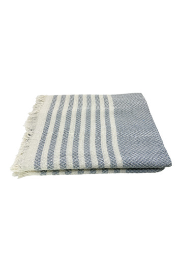 MELONIE Knitted Patterned Fringed Single Pique 170x220 cm