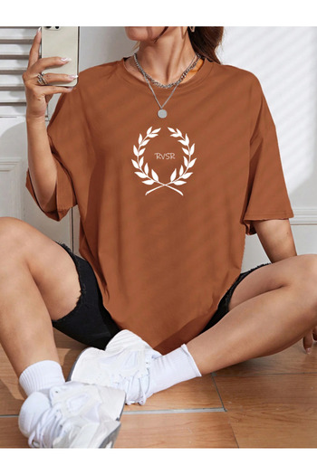 Revasser Unisex γυναικείο/ανδρικό μπλουζάκι REVASSER PERRY Πολύχρωμο, προσαρμοσμένο με στάμπα μεγάλου μεγέθους, βαμβακερό χτενισμένο βαμβακερό μπλουζάκι