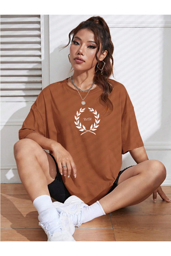 Revasser Unisex γυναικείο/ανδρικό μπλουζάκι REVASSER PERRY Πολύχρωμο, προσαρμοσμένο με στάμπα μεγάλου μεγέθους, βαμβακερό χτενισμένο βαμβακερό μπλουζάκι