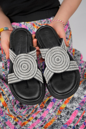 meyra'nın ayakkabıları Women's Black Glitter Slippers