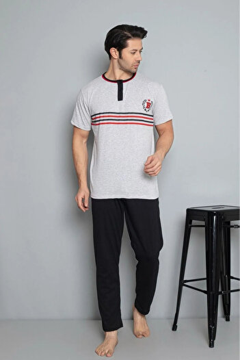 Farya Home Dreamy Cotton Short Sleeve Buttoned Collar Men's Pajama Set