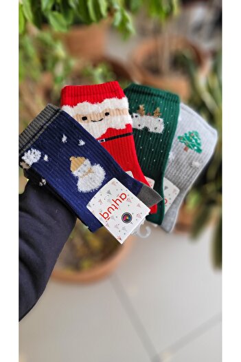 Babishop Комплект от 4 цветни коледни чорапи