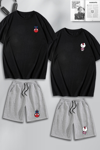 macklin Unisex Γυναικείες άντρες Hello Kitty Spiderman με στάμπα Lover Couple Combination Design Oversize T-shirt V σορτς