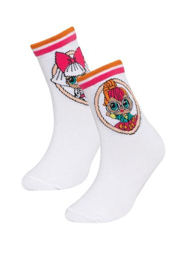 DeFacto L.O.L. for the Girl Surprise - Set of 2 Cotton Long Socks C1325A8Ns