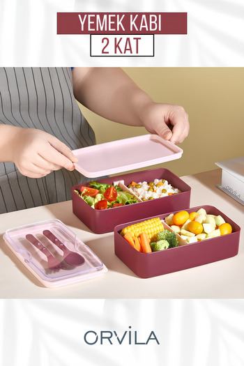 Orvila Set cutie de prânz cu 2 straturi pentru depozitarea alimentelor - Bol de expediere la locul de muncă pentru elevi de fitness pentru elevi
