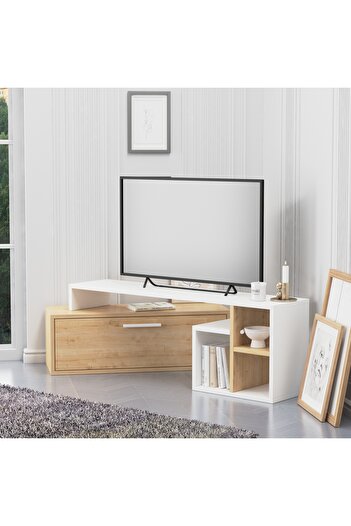 lagomood KARAMEL TV Ünitesi Beyaz Meşe