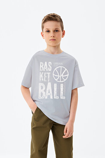 ADABEBEK Urban Basketball Drawing Printed Boys' T-Shirt