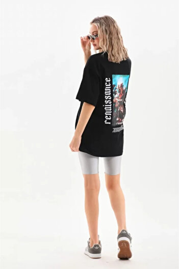 Moka Shopin Μαύρο μπλουζάκι Unisex με στάμπα oversize