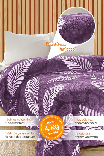 Evlen Home Collection 4 Kg Blanket Supersoft Embos Thick Soft Plush Double Soft 220x240 Cm Eminella Lilac