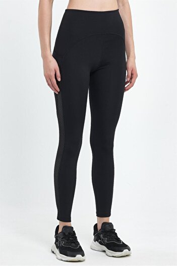 GRAB Women's Black Mesh Detailed Sports Tights