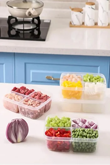 Bayev 400 ml 8 Pieces Frozen Meat and Vegetable Storage Container - Minced Meat Chicken Icebox Organizer