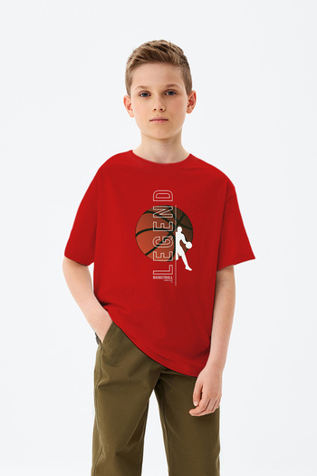 ADABEBEK Legend Written Basketball Themed Printed Boys' T-Shirt