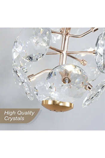 burenze Luxury Exclusive Modern Crystal Led Avize Kristal Taşlı Tekli Sarkıt Avize Gold Sarı Kademeli 3 Renk