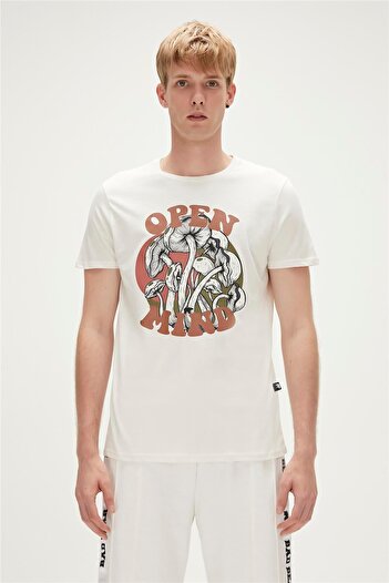 Bad Bear Open Mind T-shirt Marshmallow White Printed Men's T-Shirt