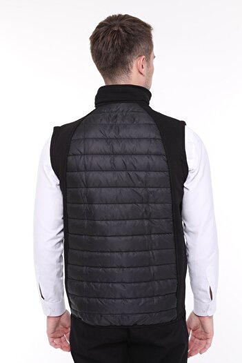 Uniprom Men's Puffer Vest Water and Windproof Rail Pattern Black