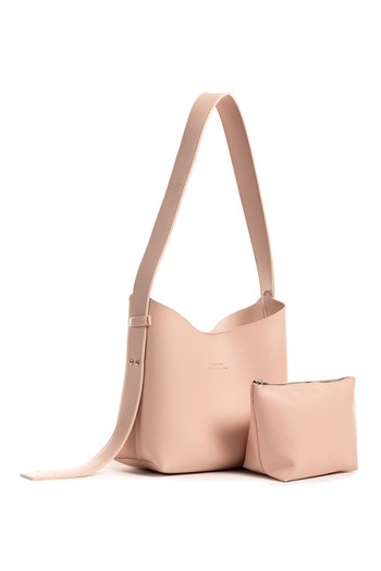 NOTHING Women's Powder Leather Makeup Bag 3 Stages Design Hand, Shoulder and Crossbody Bag with Adjustable Strap