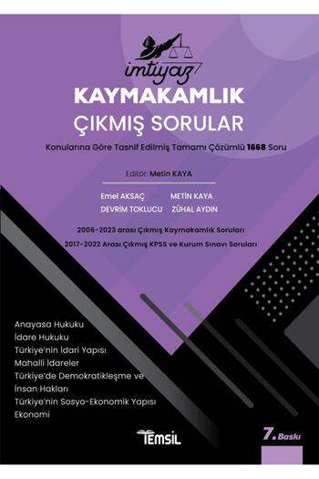 Temsil Kitap İMTİYAZ Kaymakamlık Çıkmış Sorular