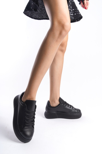 She WOMEN'S BLACK HIGH SOLE SPORTS SHOES SNEAKER