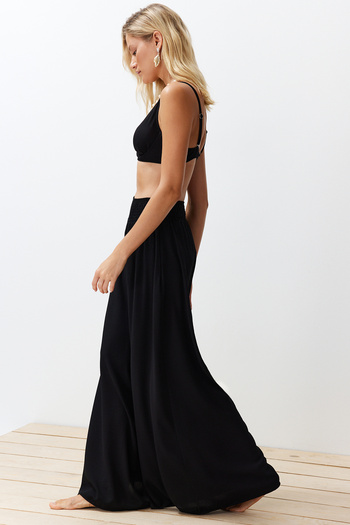 Trendyol Collection Black Woven Gipe Detailed Beach Pants Tbess24Pl00008