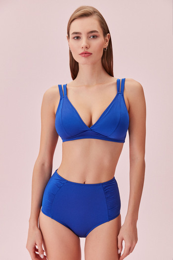 SUWEN High Waist Pleated Bikini Bottom