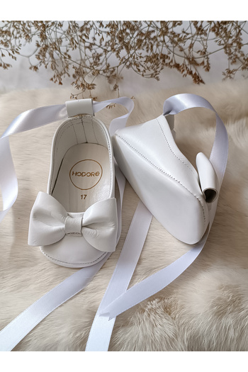 Hodore Perla White Genuine Leather Baby Loafers