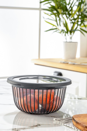 Vienev 3 Liter Polyline Bowl with Lid Anthracite