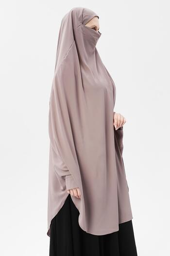 Altobeh Women's Hijab Medina Silk Abaya Top with Veil Souffle Hijab Dark Rose