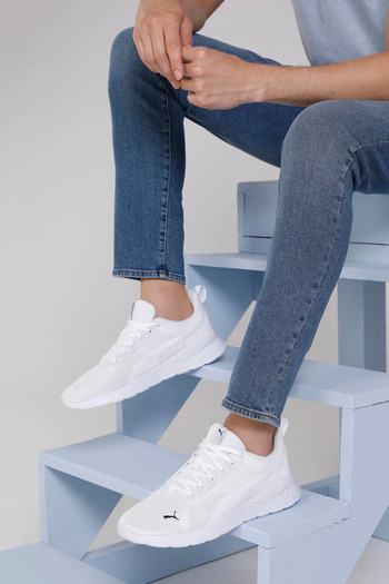 Puma Anzarun біло-чорні кросівки з сітчастою підошвою Lite модель