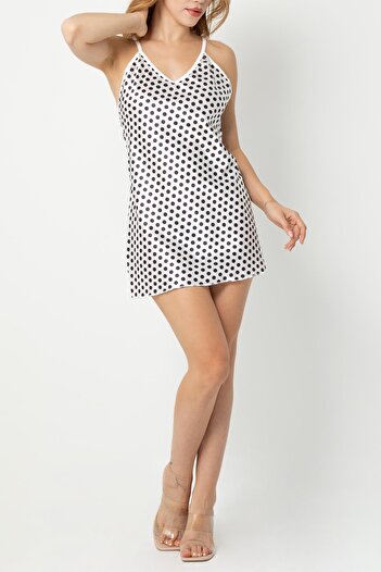 Phevos Patterned Back Low-cut Nightdress