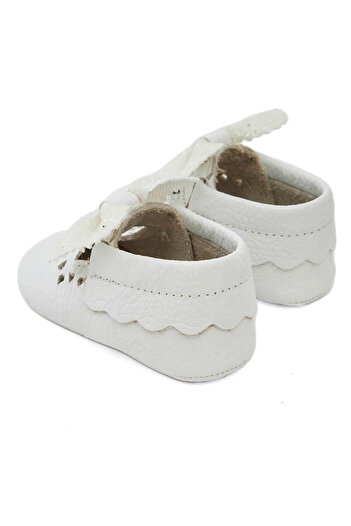 Beybium Bobby White Natural Leather Baby Moccasin