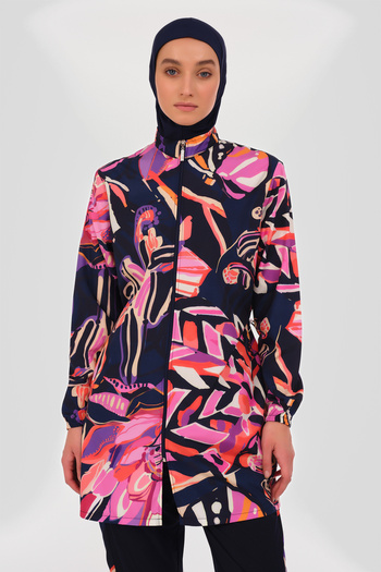 ALFASA Patterned Battal Hijab Swimsuit