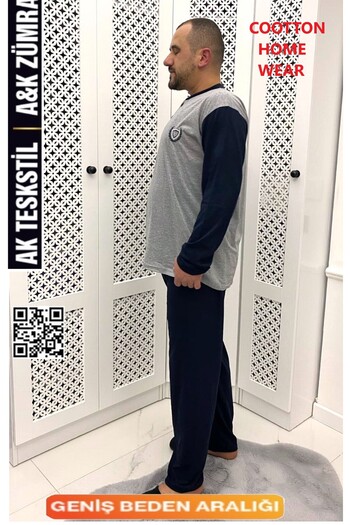 A&K ZÜMRA Economical Combed Cotton Gray Men's Summer Pajamas Set