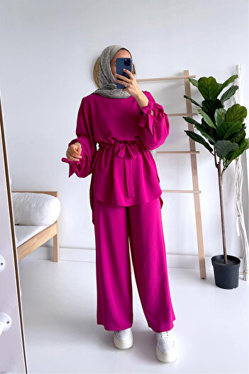 Ka Hijab Waist Belted Hijab Set of 2 - Fuchsia
