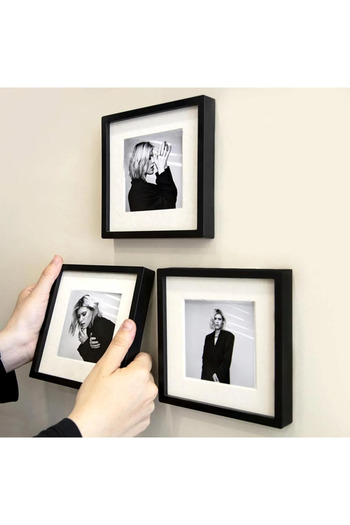 avb collection Black 14X14Cm Pola Square Photo Frame with Adhesive Removable Mat - Pack of 3