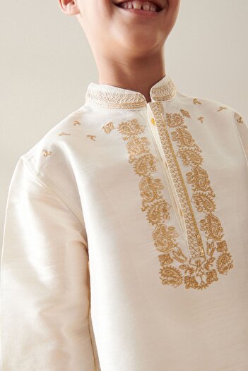 Next Baby Pamuklu Fildişi Kurta Pantolon Alt ÜSt Takım