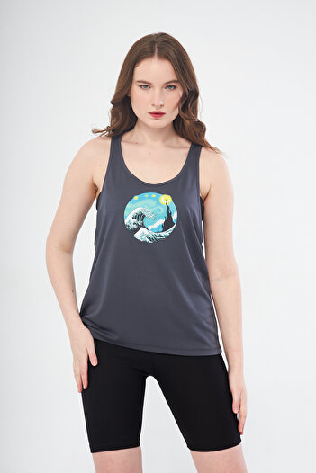YÜKSEL IŞIK Sports Tank Anthracite Color Winter Printed