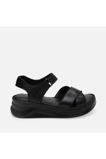 Hotiç Genuine Leather Black Women's Flat Sandals