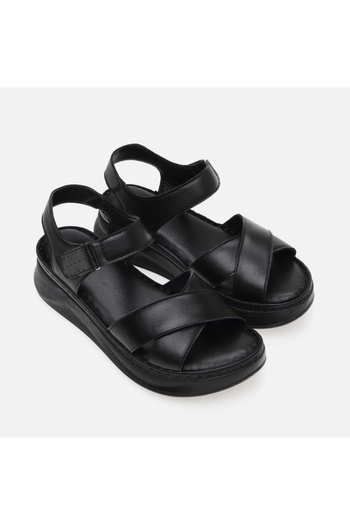 Hotiç Genuine Leather Black Women's Flat Sandals